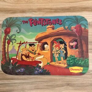 Vintage 1989 Dennys The Flintstones Plastic Placemat Hanna-Barbera Collectible
